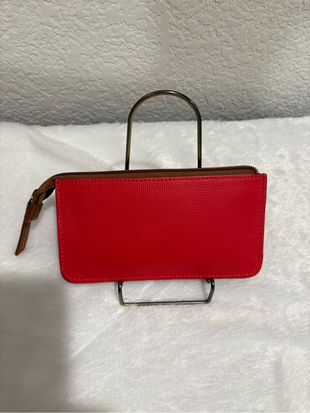 Dooney & Bourke Red Leather Wristlet with Brown Trim - Picture 5 of 11